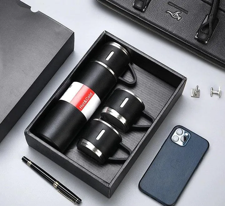 Vacuum Flask Set With Mugs