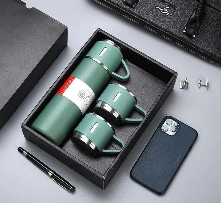 Vacuum Flask Set With Mugs