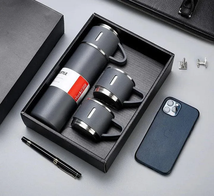 Vacuum Flask Set With Mugs