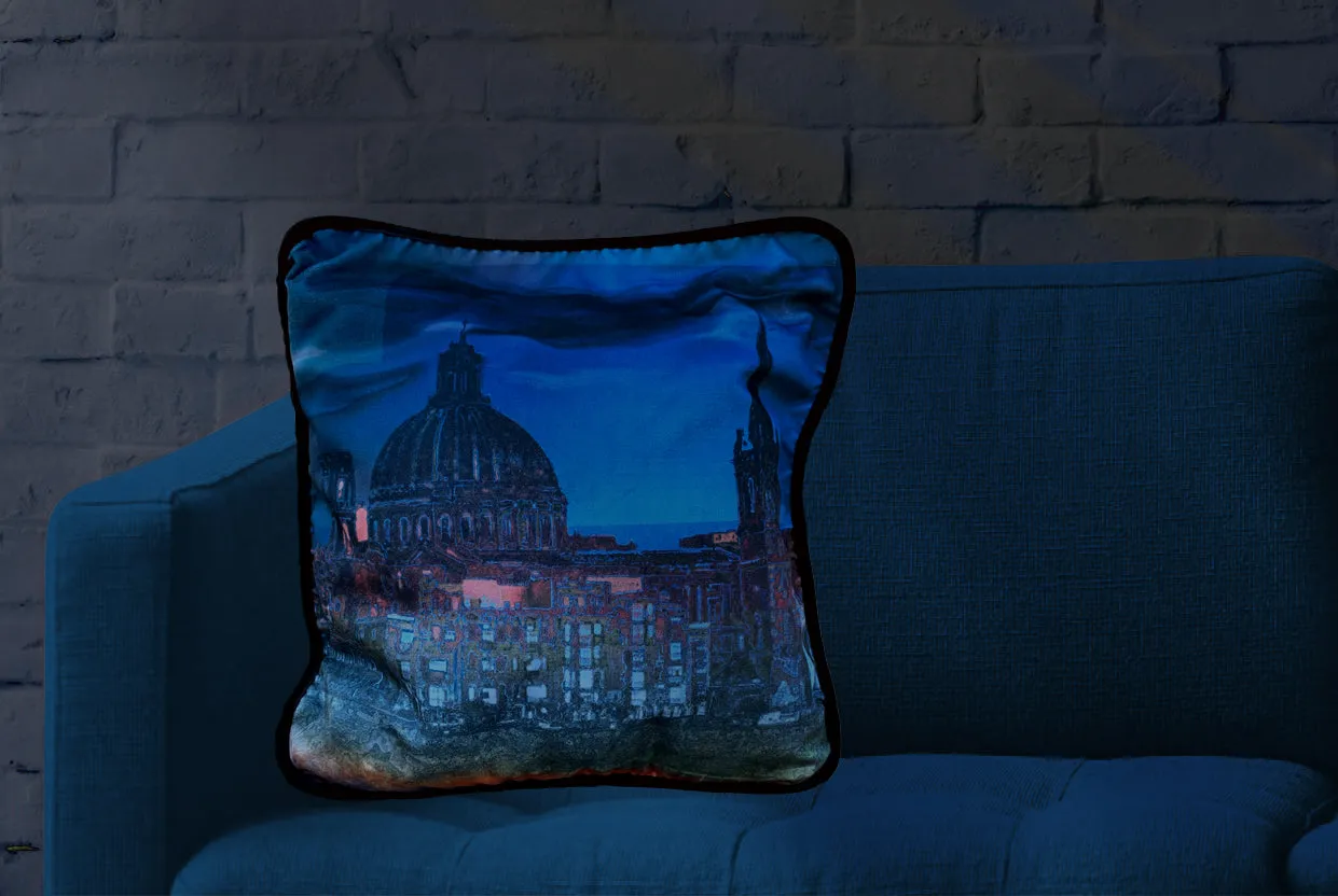 Valletta Skyline Blue Cushion Cover