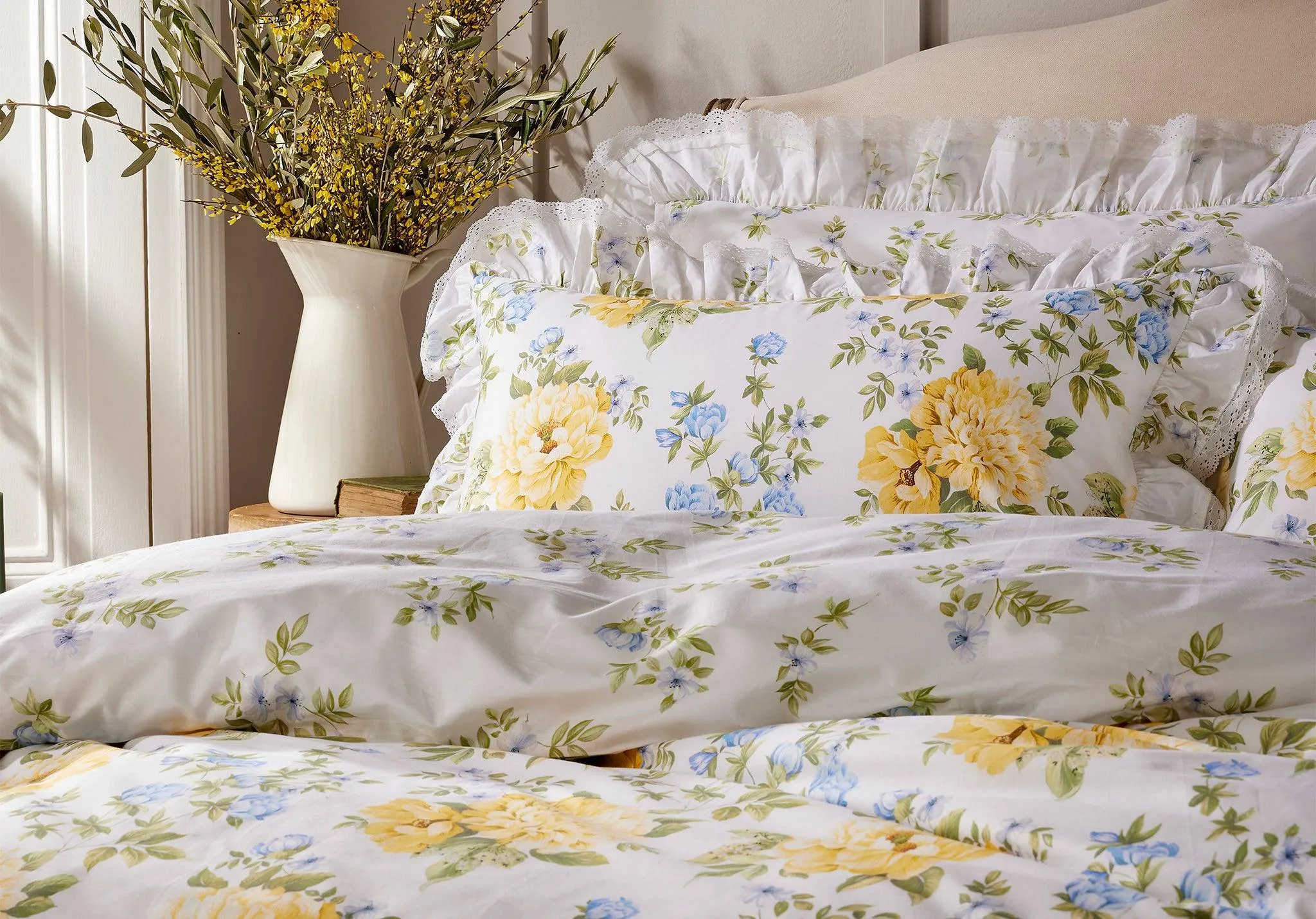 Vantona Edwina 100% Cotton Duvet Cover Set - Lemon