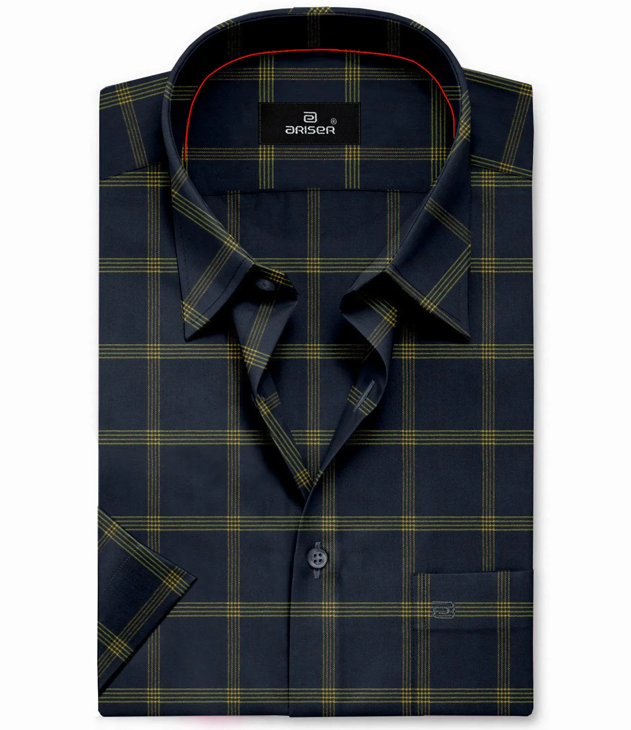 Vegas - Navy Blue with Yellow Checked Shirts For Mens | Ariser