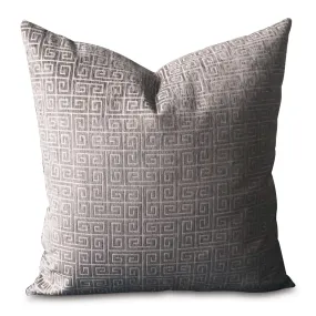 Velour Greek Key Throw Pillow Cover 20x20