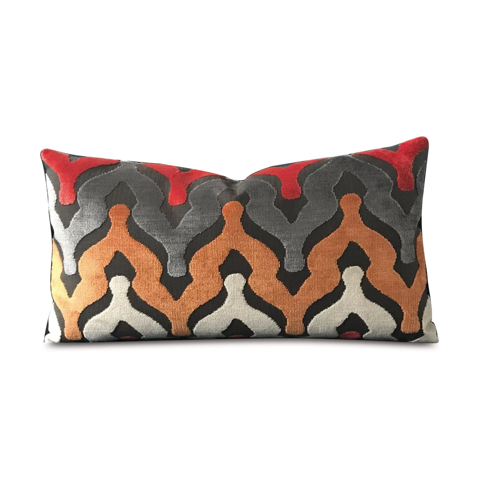 Velour Sunset Wishbone Waves Lumbar Pillow Cover 13x22