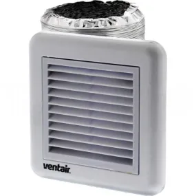 Ventair 100mm Exhaust Fan Ducting Kit With 3 Meter Aluminium Ducting And Fixed Exterior Grille White