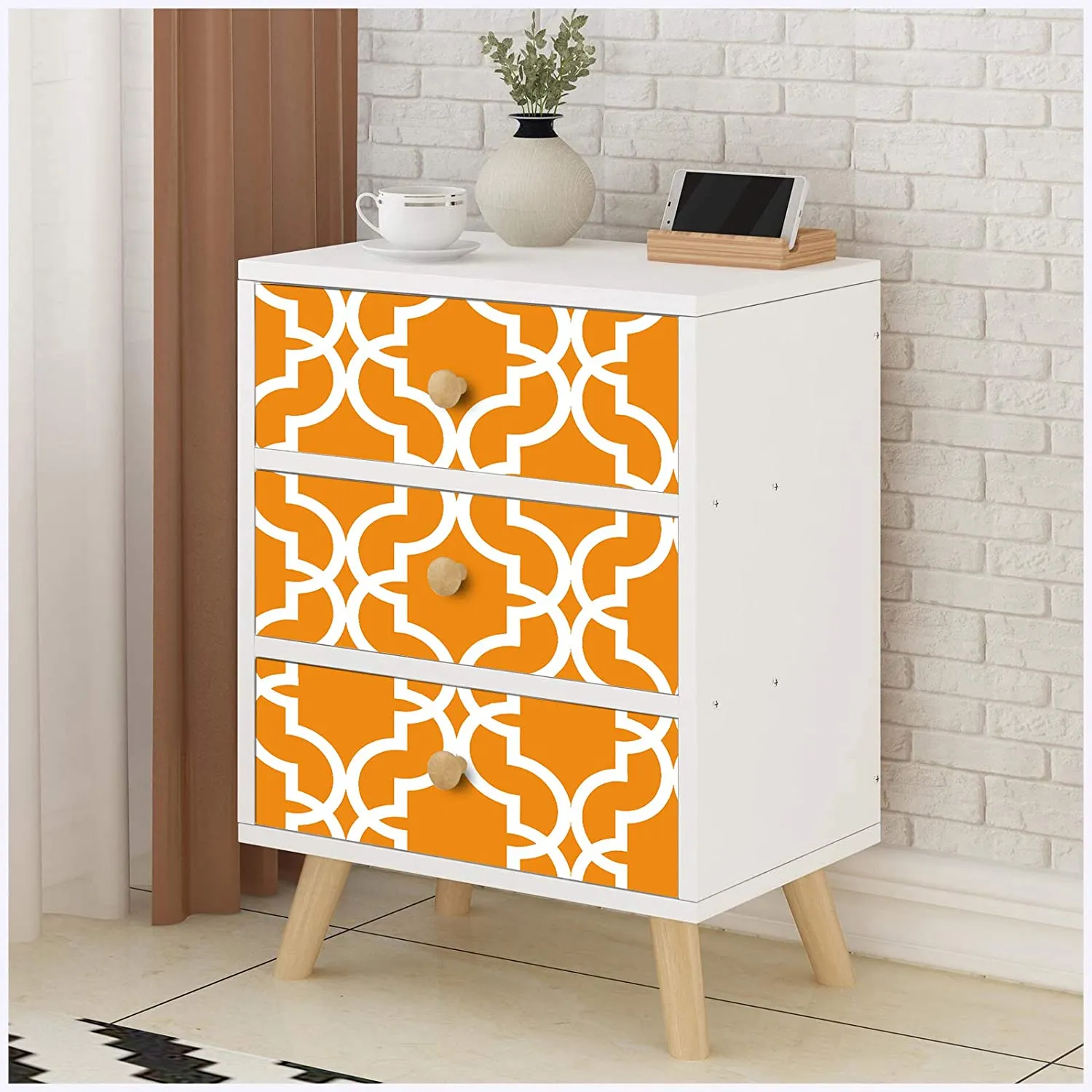 Wallpaper Orange/White Trellis 17.7in x 9.8ft