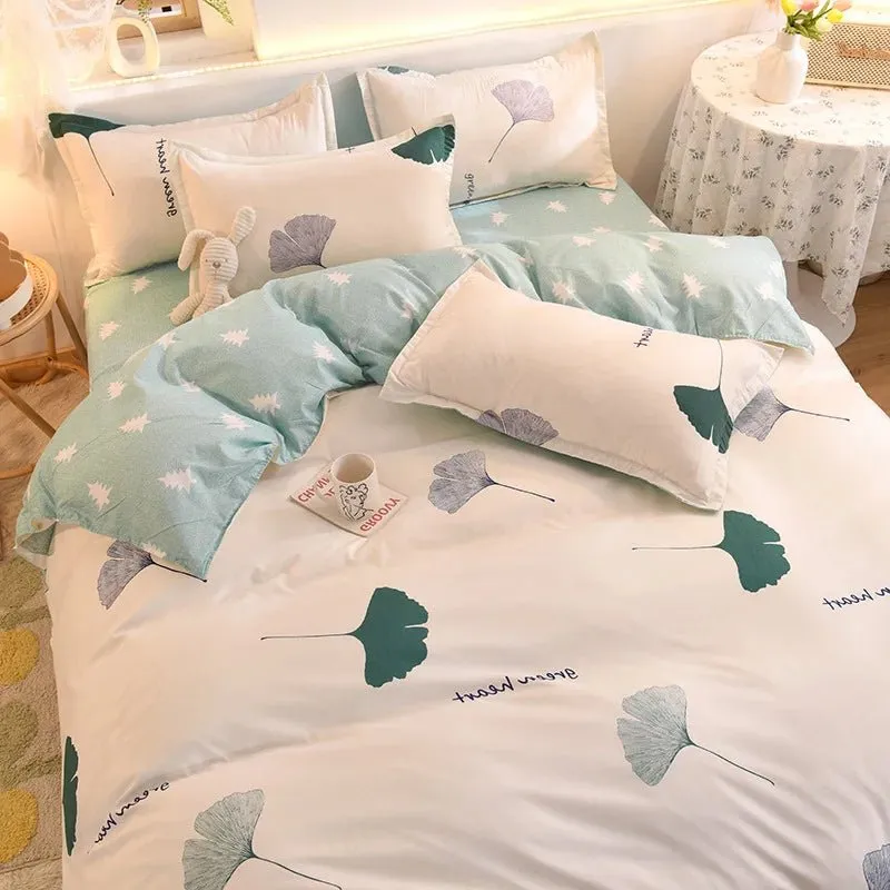 Washed Cotton Microfiber Cute Bedding Set Duvet Cover