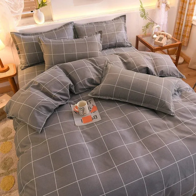 Washed Cotton Microfiber Cute Bedding Set Duvet Cover