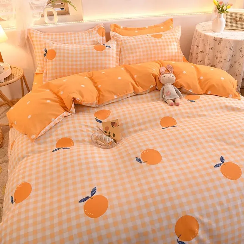 Washed Cotton Microfiber Cute Bedding Set Duvet Cover