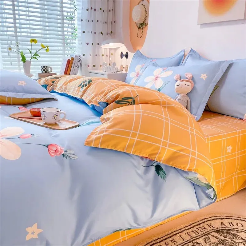 Washed Cotton Microfiber Cute Bedding Set Duvet Cover