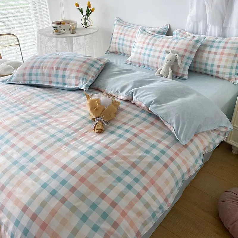 Washed Cotton Microfiber Cute Bedding Set Duvet Cover