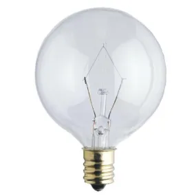 Westinghouse 0383900 60 Watt Incandescent G16 1/2 Globe Clear - 2650 Kelvin - Warm White - 610 Lumens - E12-Candelabra Base - 120 Volt - Box