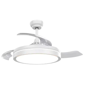 White 3 Blade Retractable DC Ceiling Fan With CCT LED