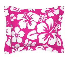 White Hawaiian Hibiscus Flowers on Hot Pink Pillow Sham