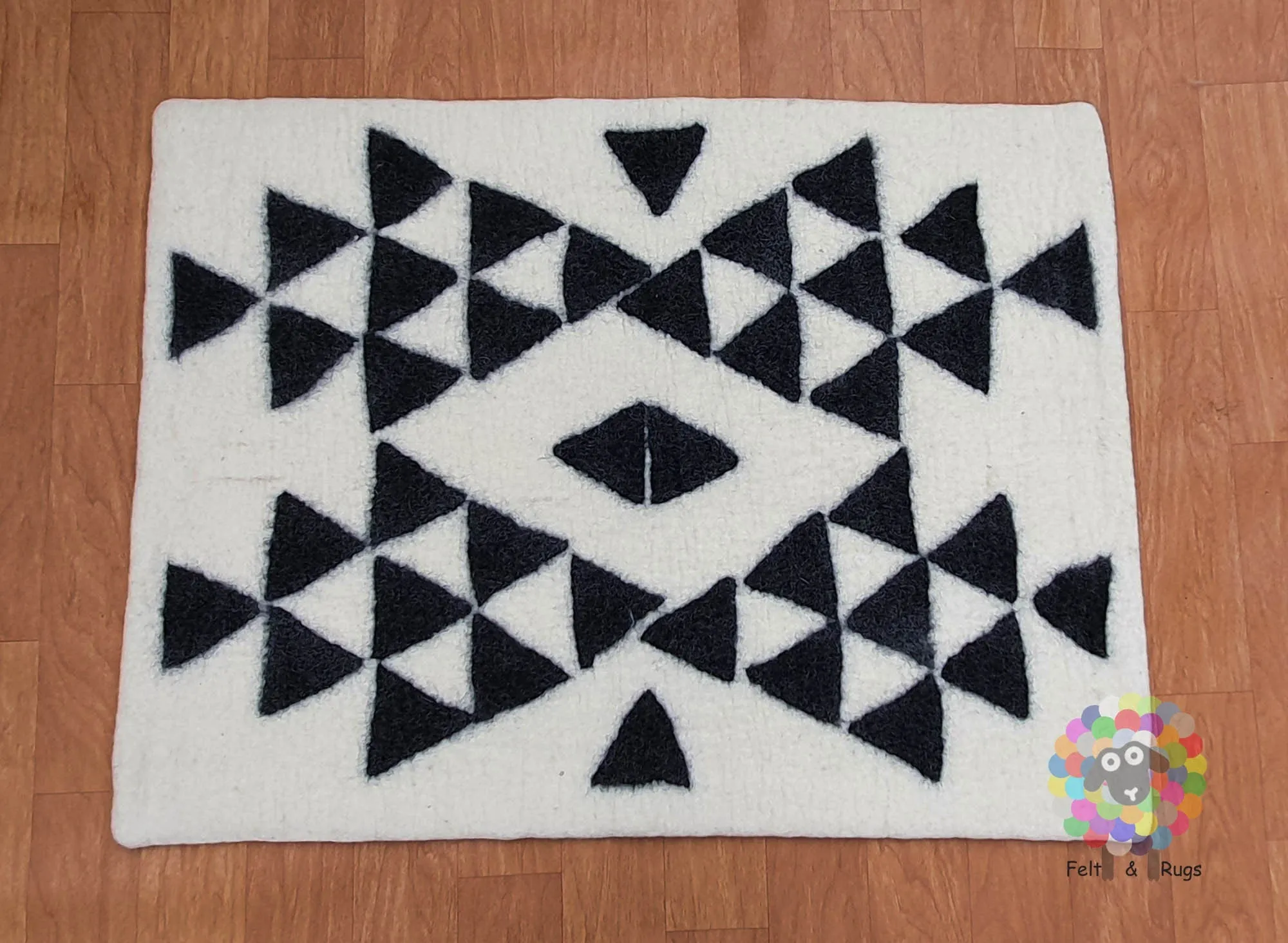 Wool Felt Rug . Handmade from 100 % wool very thick (12 mm to 15 mm thickness) sturdy and warm. (Free Shipping)