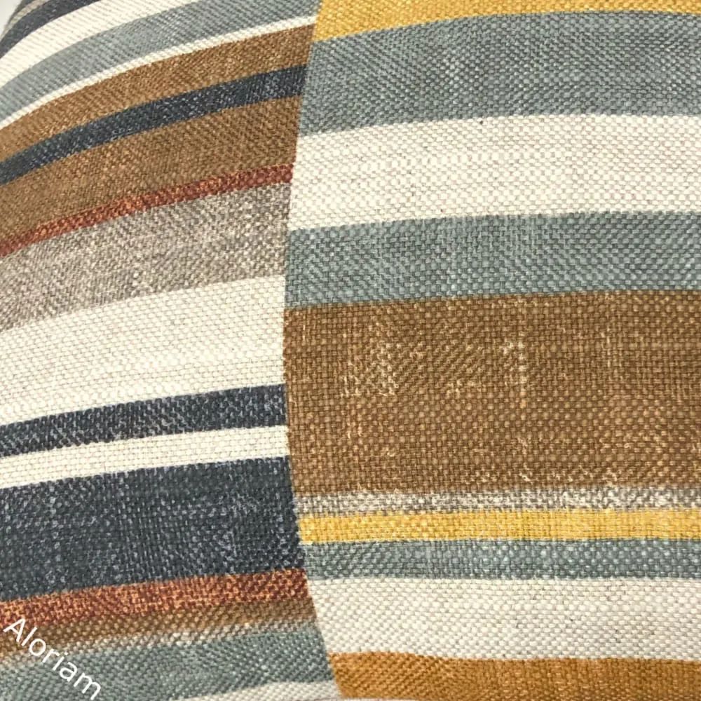 Wyatt Brown Gray Ochre Block Stripe Pillow Cover