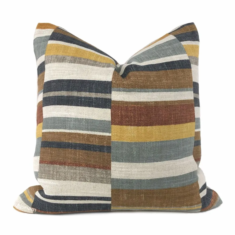 Wyatt Brown Gray Ochre Block Stripe Pillow Cover