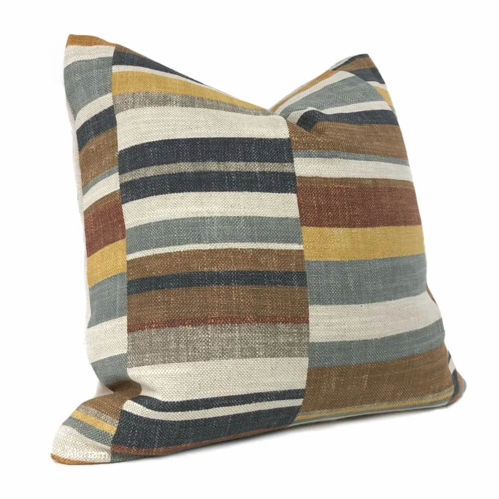 Wyatt Brown Gray Ochre Block Stripe Pillow Cover