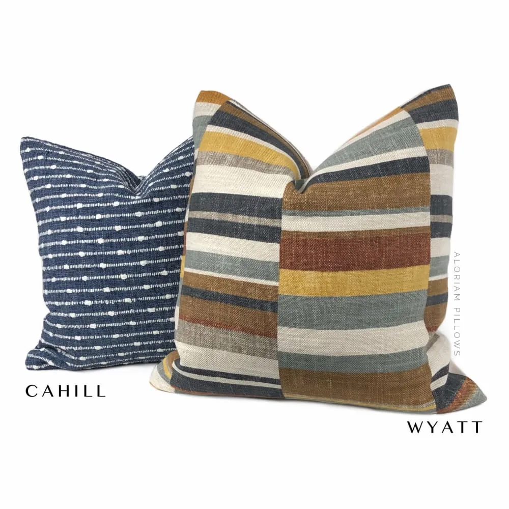 Wyatt Brown Gray Ochre Block Stripe Pillow Cover