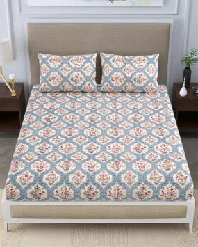 Yarrow Floral Polycotton Flat Bedding Set | Double Size | 90 x 108 inches