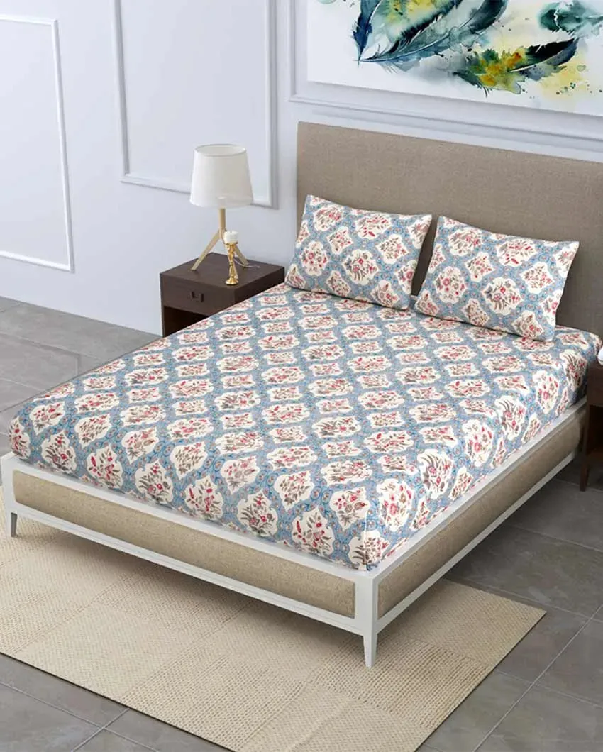 Yarrow Floral Polycotton Flat Bedding Set | Double Size | 90 x 108 inches