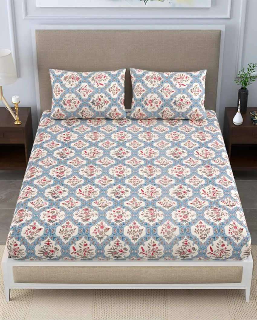 Yarrow Floral Polycotton Flat Bedding Set | Double Size | 90 x 108 inches