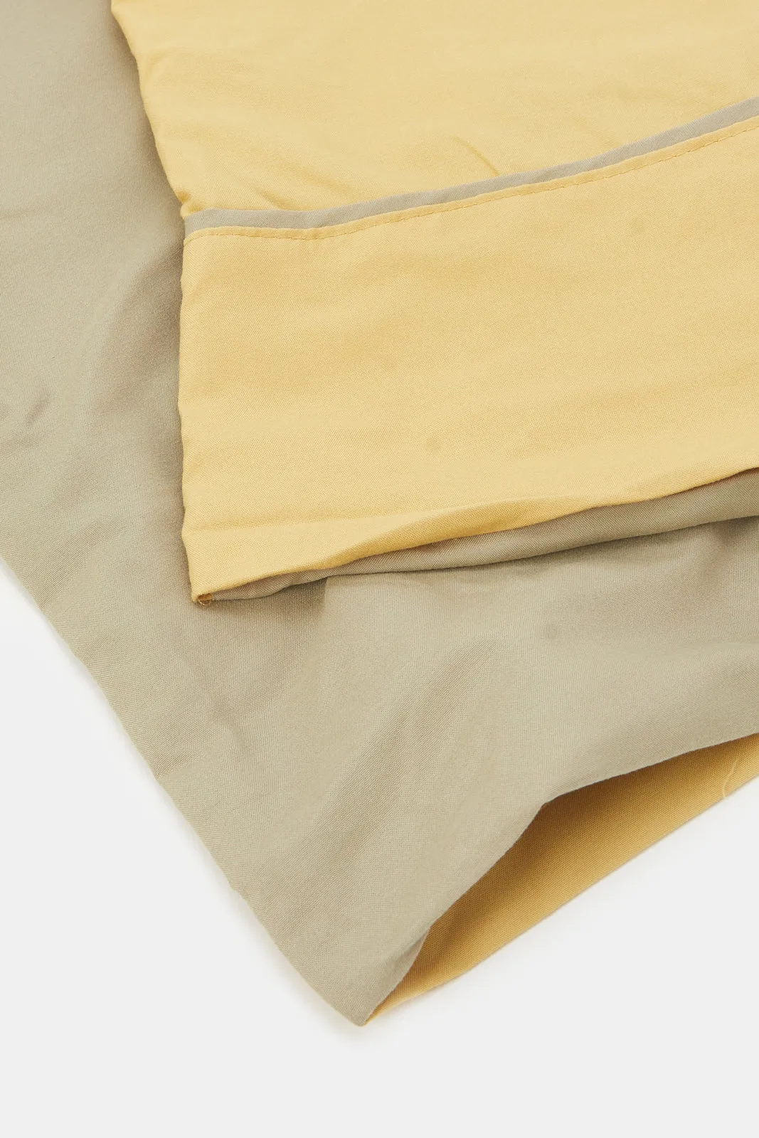 Yellow And Beige Reversible 2-Piece Duvet Cover Set (Single Size)