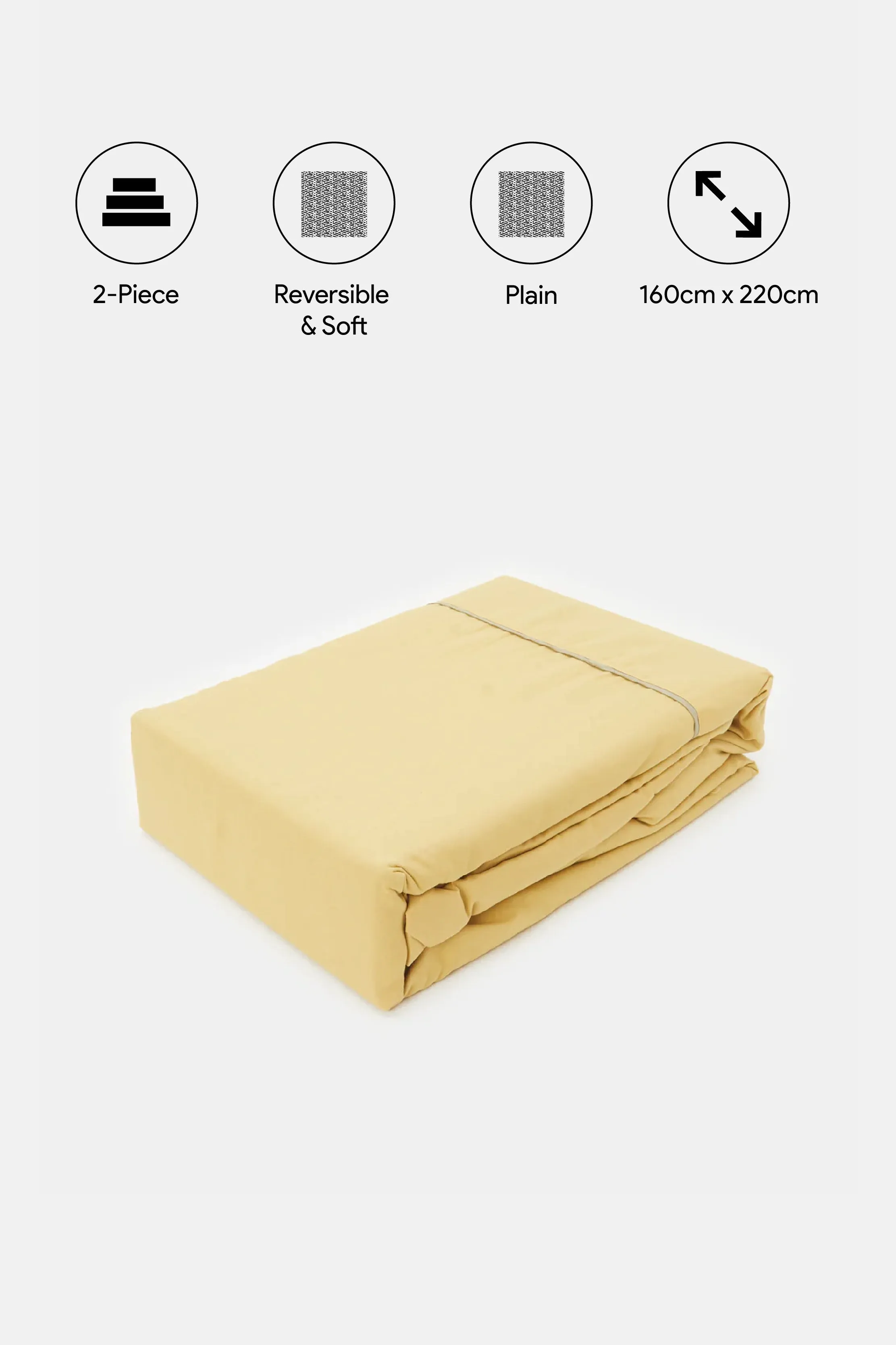 Yellow And Beige Reversible 2-Piece Duvet Cover Set (Single Size)