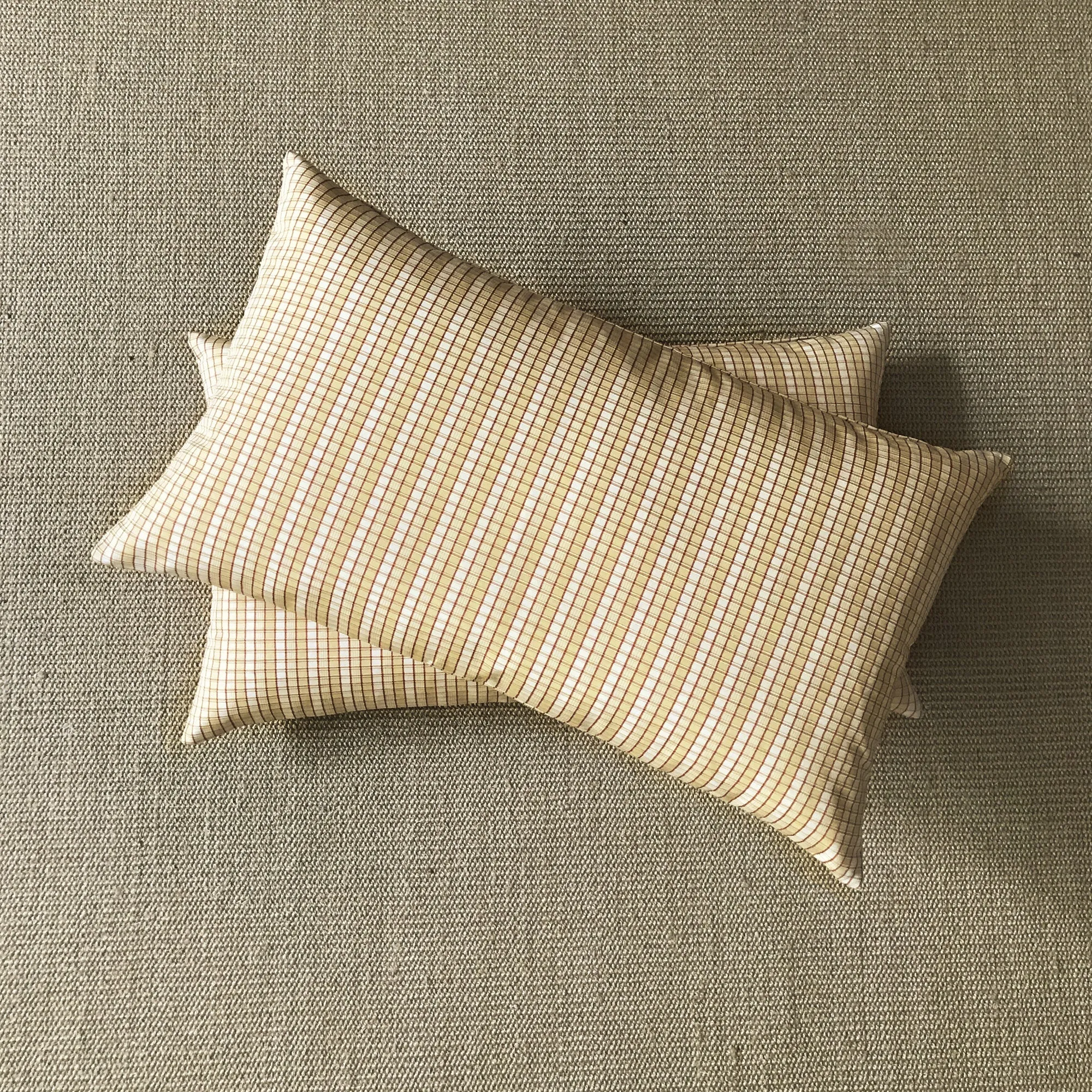 Yellow Woven English Check Lumbar Pillow Cover 15x26