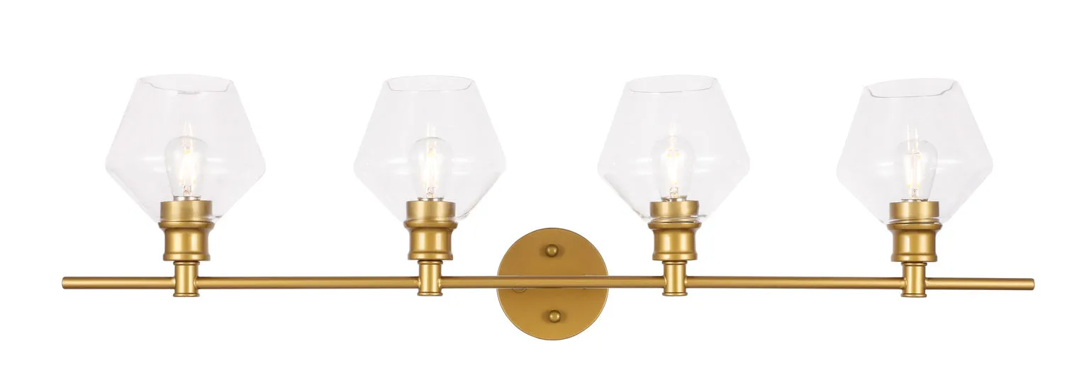 ZC121-LD2320BR - Living District: Gene 4 light Brass and Clear glass Wall sconce