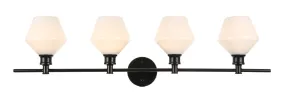 ZC121-LD2321BK - Living District: Gene 4 light Black and Frosted white glass Wall sconce