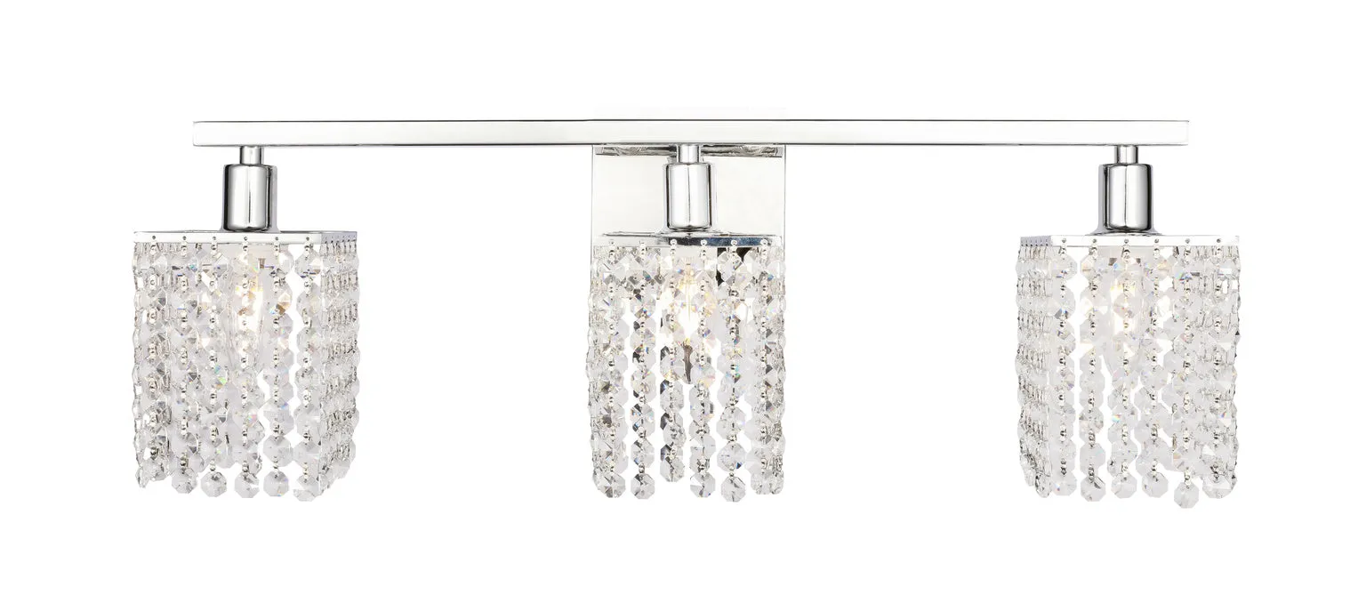 ZC121-LD7011C - Living District: Phineas 3 light Chrome and Clear Crystals wall sconce